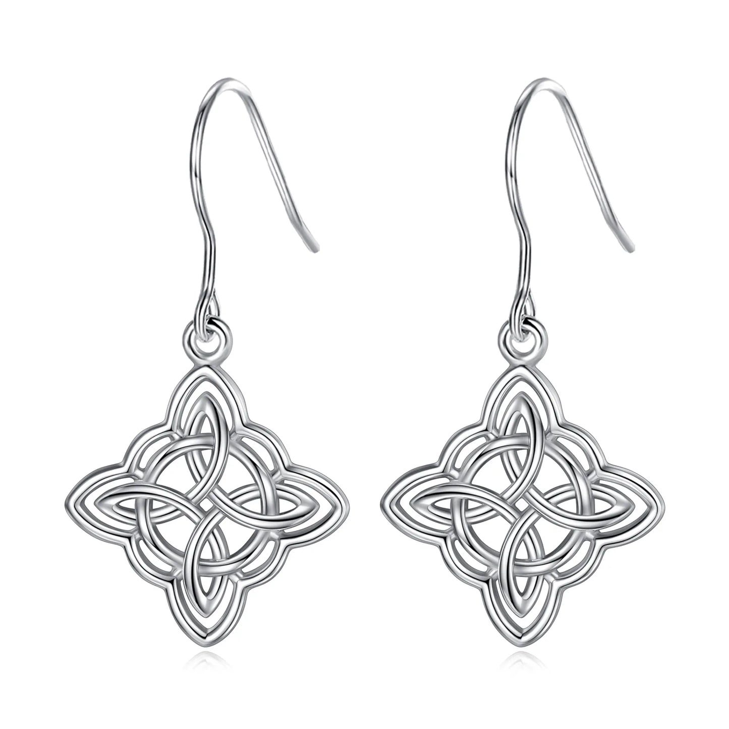 Celtic Double Knot Drop Earrings - Sterling Silver