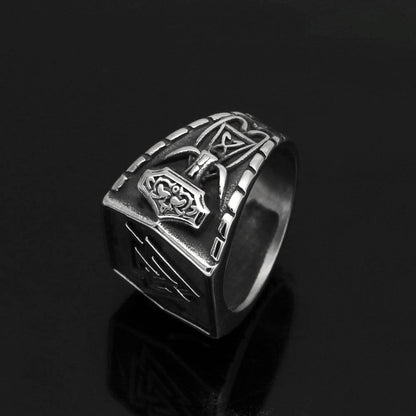 Valknut Rune Nordic Signet Ring - Stainless Steel