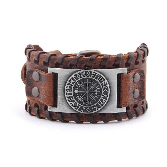 Vegvisir Rune Leather Wrap Bracelet