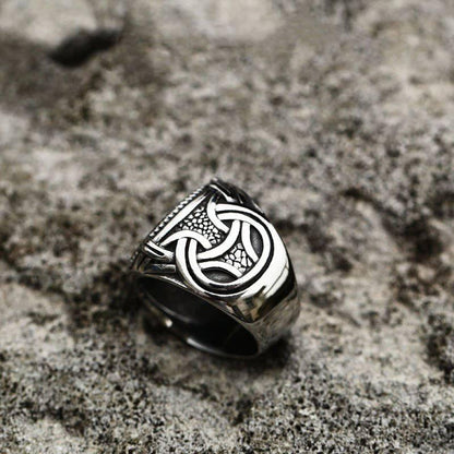 Vegvisir Serpent Ouroboros Ring - Stainless Steel