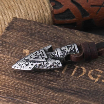 Viking Spearhead Pendant with Valknut