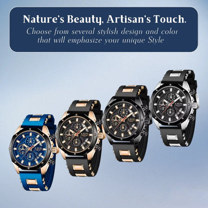 Dean | Men's Silicone Strap Sports Chronograph Quartz Watch | 35mm