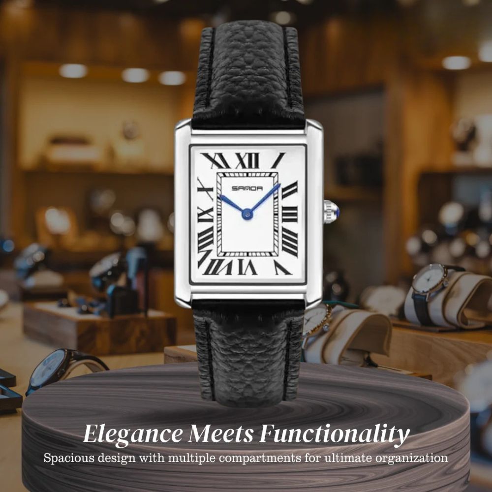 Matthew | Rectangular Men’s Watch with Silver-Tone Case