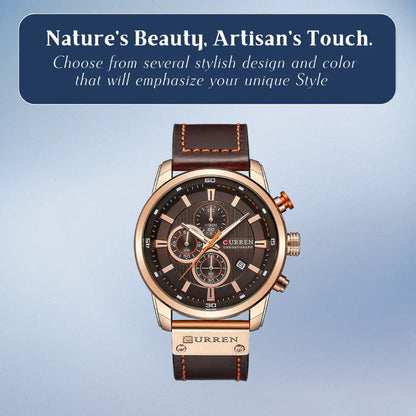 Jacob | Stylish Men’s Chronograph Watch with Brown Leather Strap | 47mm