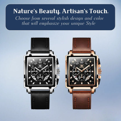 Joseph | Stylish Men’s Chronograph Watch with Unique Square Case | 42x45mm