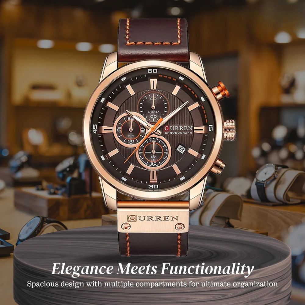 Jacob | Stylish Men’s Chronograph Watch with Brown Leather Strap | 47mm