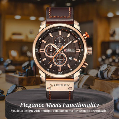 Jacob | Stylish Men’s Chronograph Watch with Brown Leather Strap | 47mm