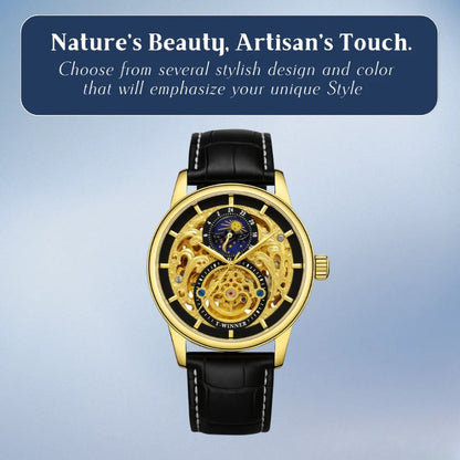 Blake | Mechanical Skeleton Watch with Moon Phase Display | 44mm