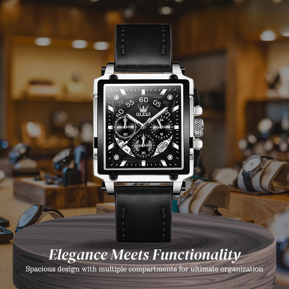 Joseph | Stylish Men’s Chronograph Watch with Unique Square Case | 42x45mm