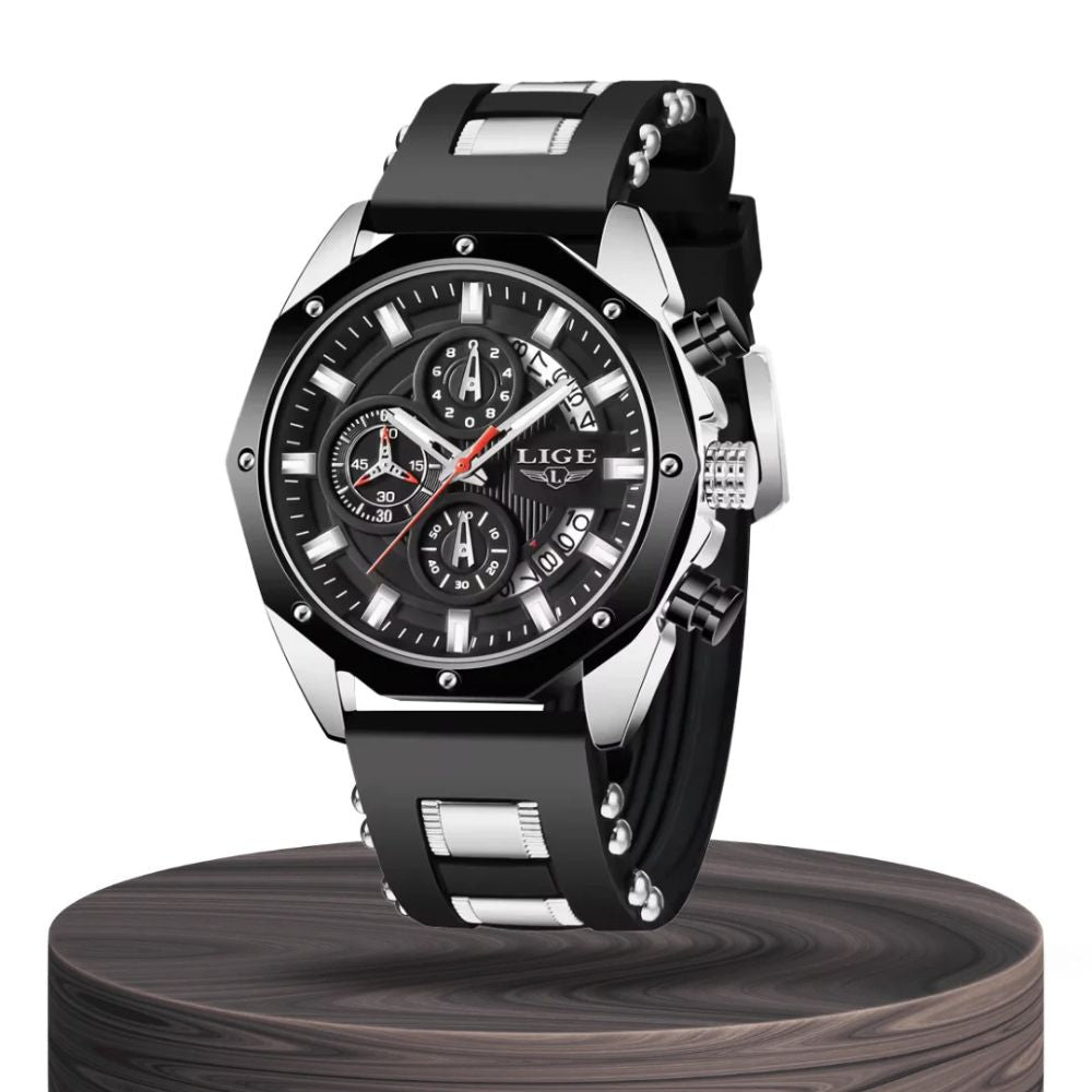 Dean | Men's Silicone Strap Sports Chronograph Quartz Watch | 35mm
