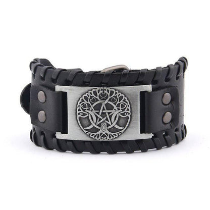 Wiccan Yggdrasil Leather Wrap Bracelet