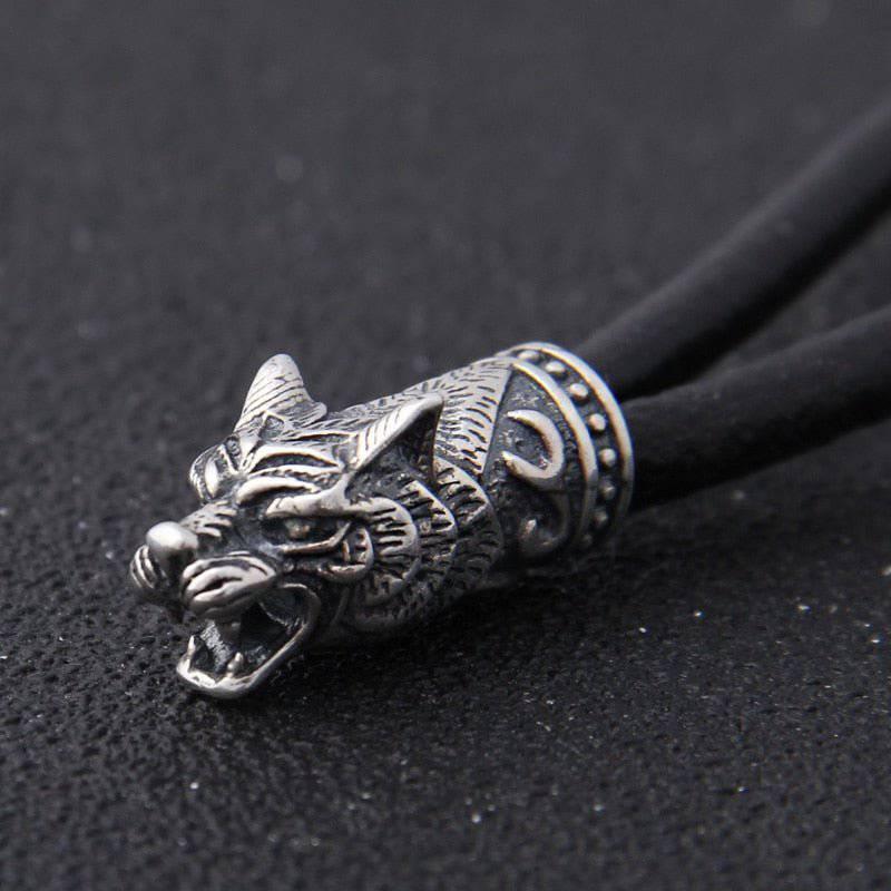 Wolf and Mjölnir Necklace - Sterling Silver
