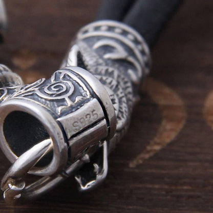 Wolf and Mjölnir Necklace - Sterling Silver