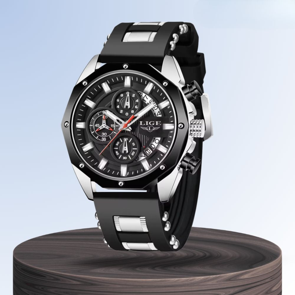 Dean | Men's Silicone Strap Sports Chronograph Quartz Watch | 35mm
