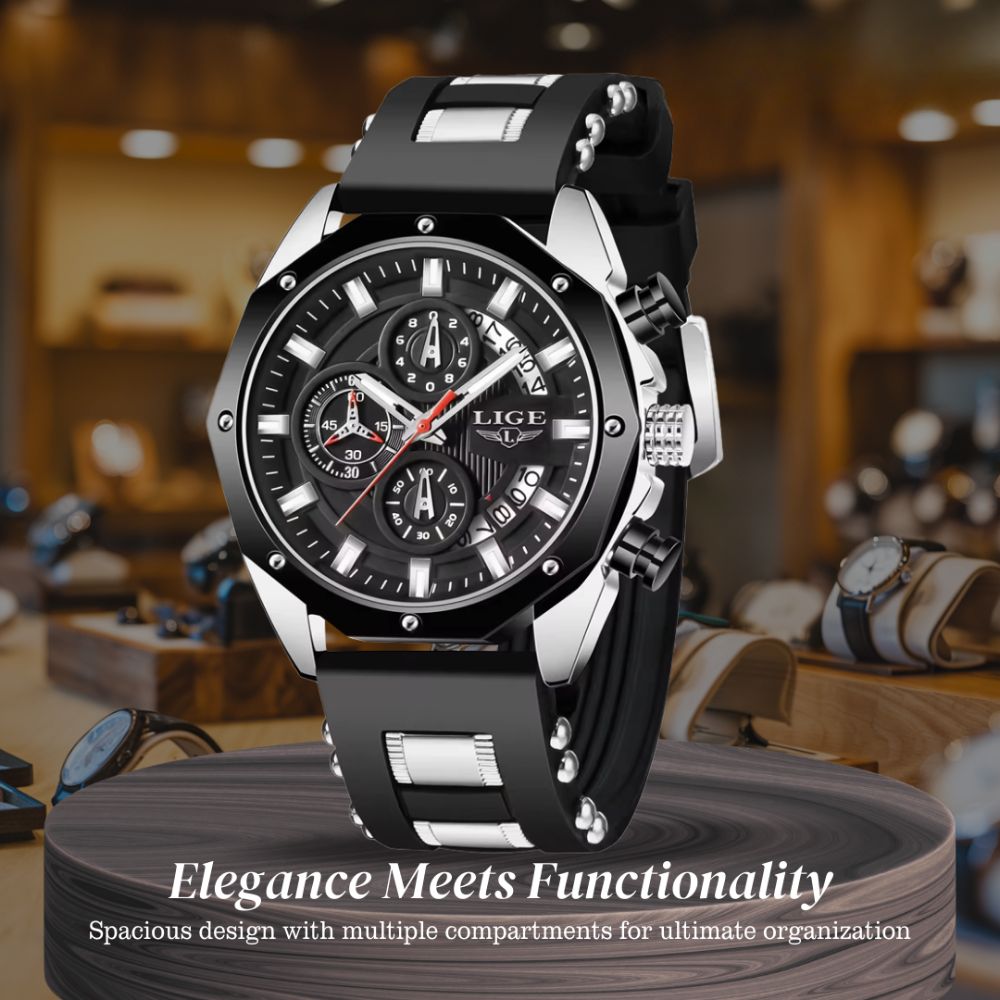 Dean | Men's Silicone Strap Sports Chronograph Quartz Watch | 35mm